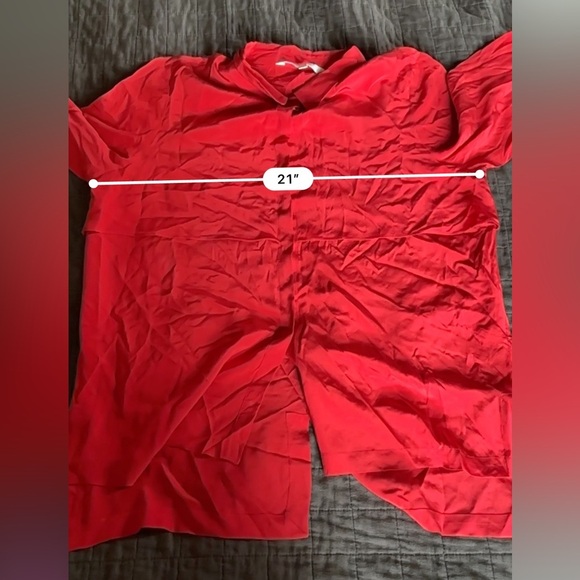 Walter Baker Silk Red Long Sleeve Button Down Blouse Top Size L - Picture 4 of 7